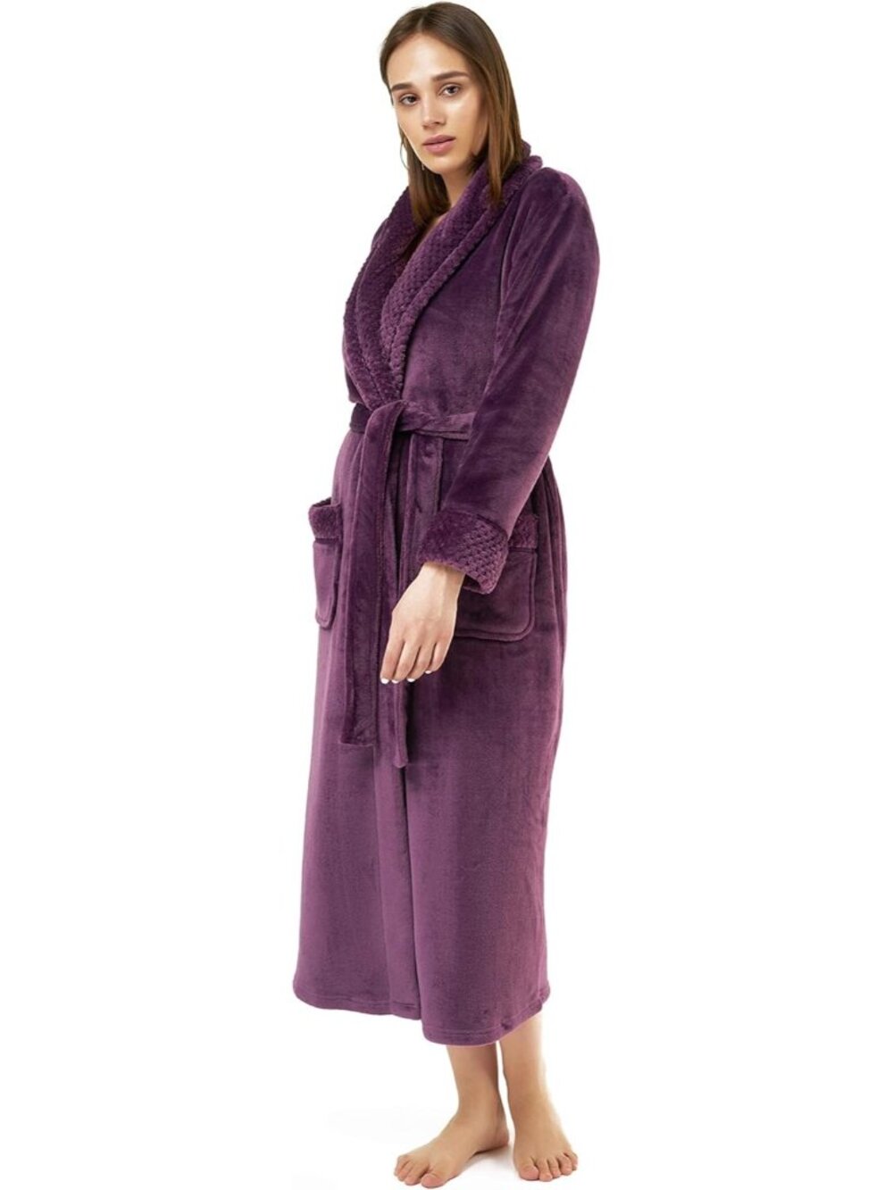〽️Women's Bathrobe Purple Oversized Luxury Ultra Soft Warm Plush Fleece Robes
